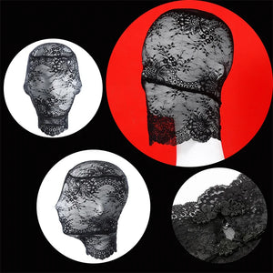 Women Sexy Black Lace Mask Masquerade Party Mask Unisex Adult Lace Full Face Hood Head Cover Festival Halloween Cosplay Eye Mask