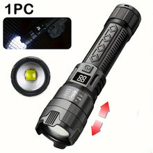 Load image into Gallery viewer, High Strong Power Led Flashlights 2000LM Tactical Torch with Display Light USB Charging Camping Fishing Emergency Zoom Lantern
