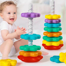 Load image into Gallery viewer, Baby Rotating Rainbow Tower Montessori Stacking Toy
