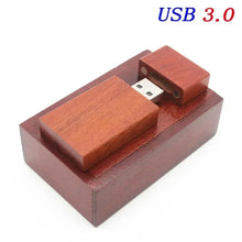 Load image into Gallery viewer, JASTER Wooden Block USB 3.0 Flash Drive Red Wood Pendrive 4GB 8GB 16GB 32GB 64GB 128GB Memory Stick U Disk Gift

