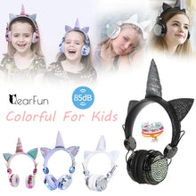 Load image into Gallery viewer, Cute Unicorn Headphones 3D Stereo Music Kids Headphones With Microphone Girls Cell Phone Children's Wired Headset Gamer Gift

