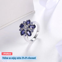 Load image into Gallery viewer, HUTANG Iolite Tanzanite Wedding Rings Natural Gemstone Accents 925 Sterling Silver Ring Fine Elegant Jewelry for Women&#39;s Gift
