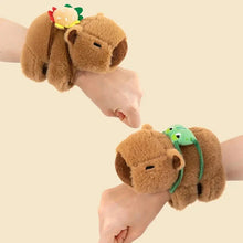 Load image into Gallery viewer, Kawaii Capybara Plush Slap Snap Wristband – Funny Kids Toy Bracelet
