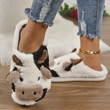 Load image into Gallery viewer, Soft Cow Slippers for Women - Cozy Animal-Themed Home Shoes Fluffy Winter Shoes for Women House Slippers
