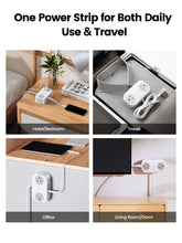 Load image into Gallery viewer, ORICO Travel Power Strip with USB C AC Outlets 3 USB Ports Wrapped Flat Plug Extension Cord with Multiple Outlets for Travel
