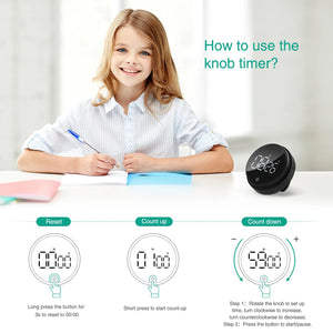 ORIA Magnetic Timer Countdown Stopwatch Manual Rotation Counter Work Sport Study Alarm Clock LED Digital Kitchen Cooking Timer