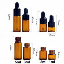 Load image into Gallery viewer, 50/100pcs 1ml 2ml 3ml 5ml Amber Glass Perfume Bottle Pipette Aromatherapy Liquid Dropper Essential Oil Basic Massage Oil Vials
