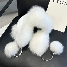 Load image into Gallery viewer, 2025 100% Real Fox Fur Hats Women's Russian Ushanka Aviator Trapper Snow Skiing Hat Caps Earflap Winter Raccoon Fur Bomber Hat
