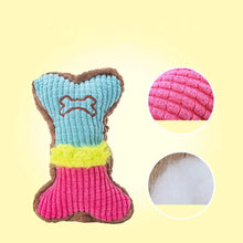 Load image into Gallery viewer, Dog Squeaky Toy - Plush Bone Chew Toy for Small &amp; Medium Puppies
