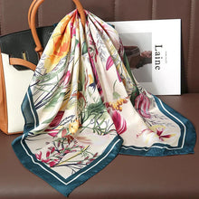 Load image into Gallery viewer, Luxury Satin Silk Square Scarf – Shawl, Hijab &amp; Fashion Wrap 2023
