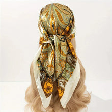 Load image into Gallery viewer, Satin Square Scarf – Elegant 2025 Print Hijab, Shawl &amp; Hair Wrap
