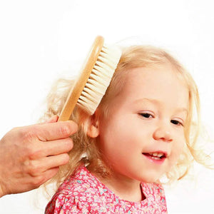 Baby Hair Brush and Comb for Newborns Super Soft Wool Brush with Wooden Handle Natural Bristles Hairbrush Infant Head Massager