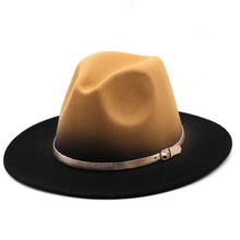 Load image into Gallery viewer, Two Colors Spray Painted Wool Jazz Hat  Fedora Unisex Color Autumn Winter Retro Hat Two Tone Dress Hat 56-58CM
