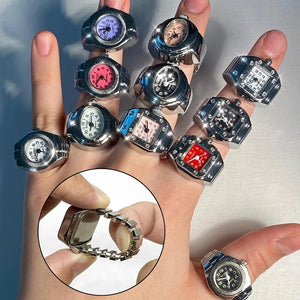 27 Styles Quartz Finger Watch Ring for Women Men Couple Rings Digital Watches Elastic Stretchy Finger Punk Rings Jewelry Clock