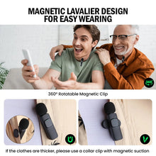 Load image into Gallery viewer, Basix Wireless Lavalier Microphone Audio Recording Mini Replaceable Windproof Wool Microphone for iPhone16 Shoot vlog YouTube
