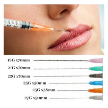 Load image into Gallery viewer, Medical Sterile Microcannula 27g 38mm 50mm Blunt Tip Micro Cannula Needle For Injectable Hyaluronic Acid Fillers
