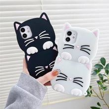 Load image into Gallery viewer, 3D Cartoon Cute Cat Ear Phone Case For Iphone 12 13 11 Pro Max X Xr Xs Max 7 8 6 6s Plus Se 2020 Lucky Cat Cartoon Silicone Cat Phone Case
