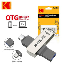 Load image into Gallery viewer, Kodak K273 Metal USB Flash Drive USB3.2 Type C Flash Drive 32GB 64GB 128GB 256GB High Speed for Car Laptop

