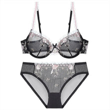 Load image into Gallery viewer, Free Shipping! Exquisite embroidery lotus pink ultra-thin women&#39;s sexy transparent lace underwear bra set
