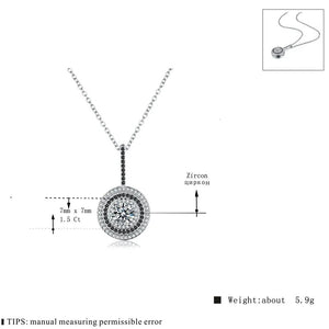 [BLACK AWN] Silver Color Women's Necklace Fashion Jewelry Round Bijoux Black Spinel Pendants Necklace P074