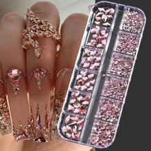 Load image into Gallery viewer, 100/50cm Luxury Crystal Chain Nail Charms - 1.5/2mm Clear &amp; AB Diamond Nail Art Decoration
