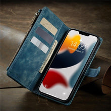 Load image into Gallery viewer, Vintage Card Holder Leather Wallet Case for iPhone 11 12 13 14 Pro Max Mini XR XS Max 8 7 6s Plus SE Storage Pocket Cover Flip Case PU Leather Protective Case With Magnetic Closure
