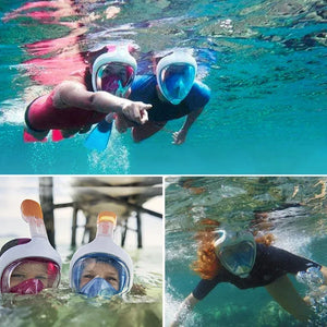 Full Face Children Underwater Snorkeling  Swimming Mask Set Scuba Diving Respirator Masks Anti Fog Safe Breathing for Kids Adult