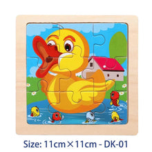 Load image into Gallery viewer, 11cm/4.33in Kids Wooden Jigsaw Puzzle Games Cartoon Animal Vehicle Pattern Children Montessori Educational Toys

