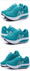 Running Shoes for Women 2022 Fashion Mesh Breathable Sneakers Lace Up Wedge Platform Shoes Ladies Outdoor Casual Sport Shoes