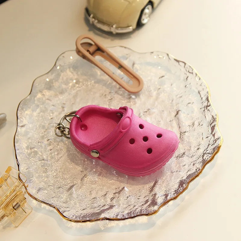 1PCS 3D Mini 7.5cm EVA Beach Hole Little Croc Shoe Keychain Bag Accessories Decoration Keyring Car Handbag Key Chain Charms