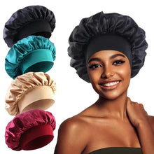 Load image into Gallery viewer, Women’s Satin Bonnet – Wide-Brim Night Sleeping &amp; Hair Care Cap

