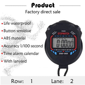 New Classic Waterproof Digital Professional Handheld LCD Handheld Sports Stopwatch Timer Stop Watch With String For Sports