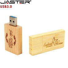 Load image into Gallery viewer, JASTER Wooden Block USB 3.0 Flash Drive Red Wood Pendrive 4GB 8GB 16GB 32GB 64GB 128GB Memory Stick U Disk Gift
