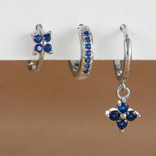 Load image into Gallery viewer, 3PCS Zircon Flower Dangle Earrings – Orange &amp; Blue Stainless Steel Set
