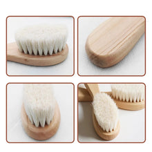 Load image into Gallery viewer, Baby Hair Brush and Comb for Newborns Super Soft Wool Brush with Wooden Handle Natural Bristles Hairbrush Infant Head Massager
