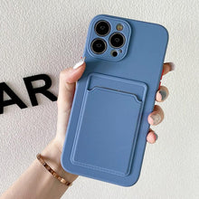 Load image into Gallery viewer, Soft Silicone Phone Case For iPhone 14 13 Pro Max 13 Mini 14Pro Wallet Card Holder Cover Silicone Case for Women Girls Anti-Scratch Soft Lining Protective Case
