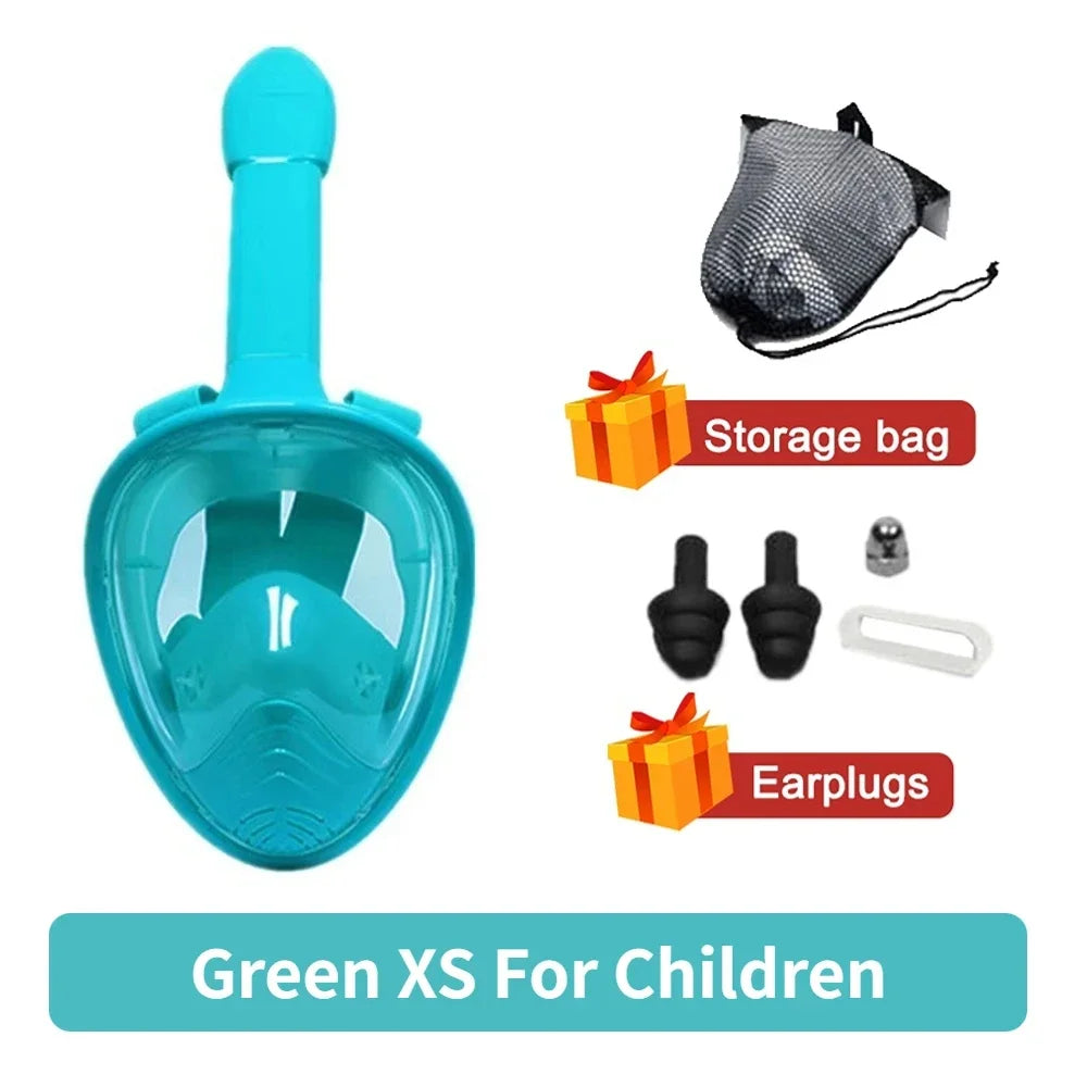 Full Face Children Underwater Snorkeling  Swimming Mask Set Scuba Diving Respirator Masks Anti Fog Safe Breathing for Kids Adult