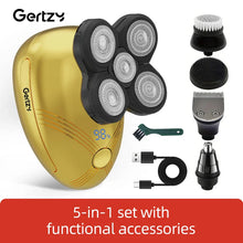 Load image into Gallery viewer, Men's 5-in-1 electric shaver with 5 rotating blades, USB charging, multifunctional personal beauty set
