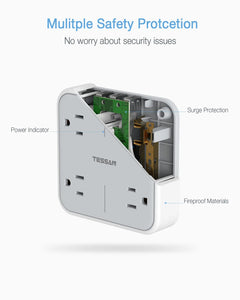 TESSAN Multi Outlet Splitter with 8 AC Outlets & 3 USB (1 USB C) Surge Protector Multi Outlet Extender for Home Office Dorm