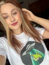 Load image into Gallery viewer, Alien UFO Dinosaur Abduction Tee Shirt

