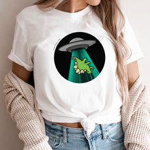 Load image into Gallery viewer, Alien UFO Dinosaur Abduction Tee Shirt
