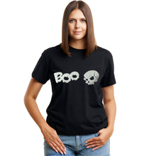Load image into Gallery viewer, Skull Boo Glow in the Dark Puff Halloween Tee Shirt
