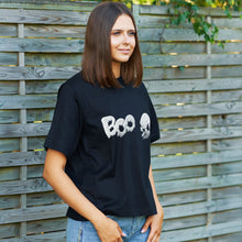 Load image into Gallery viewer, Skull Boo Glow in the Dark Puff Halloween Tee Shirt
