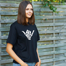 Load image into Gallery viewer, Glow in the Dark Shaka Skelelton Hand Tee Shirt
