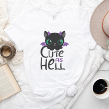 Load image into Gallery viewer, Kitty Cat Bat Cute as Hell Tee Shirt
