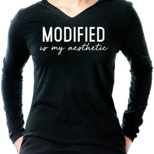 Load image into Gallery viewer, Modified is my Aesthetic  Tapered Long Sleeve Hoodie
