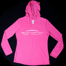 Load image into Gallery viewer, Body Candy Logo Pink Frost Tapered Long Sleeve Hoodie
