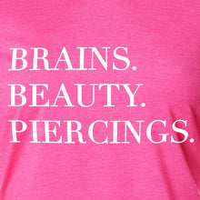 Load image into Gallery viewer, Brains Beauty &amp; Piercings Tapered Long Sleeve Hoodie
