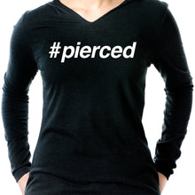 Load image into Gallery viewer, hashtag pierced Black Tapered Long Sleeve Hoodie
