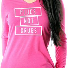 Load image into Gallery viewer, Plugs Not Drugs  Tapered Long Sleeve Hoodie
